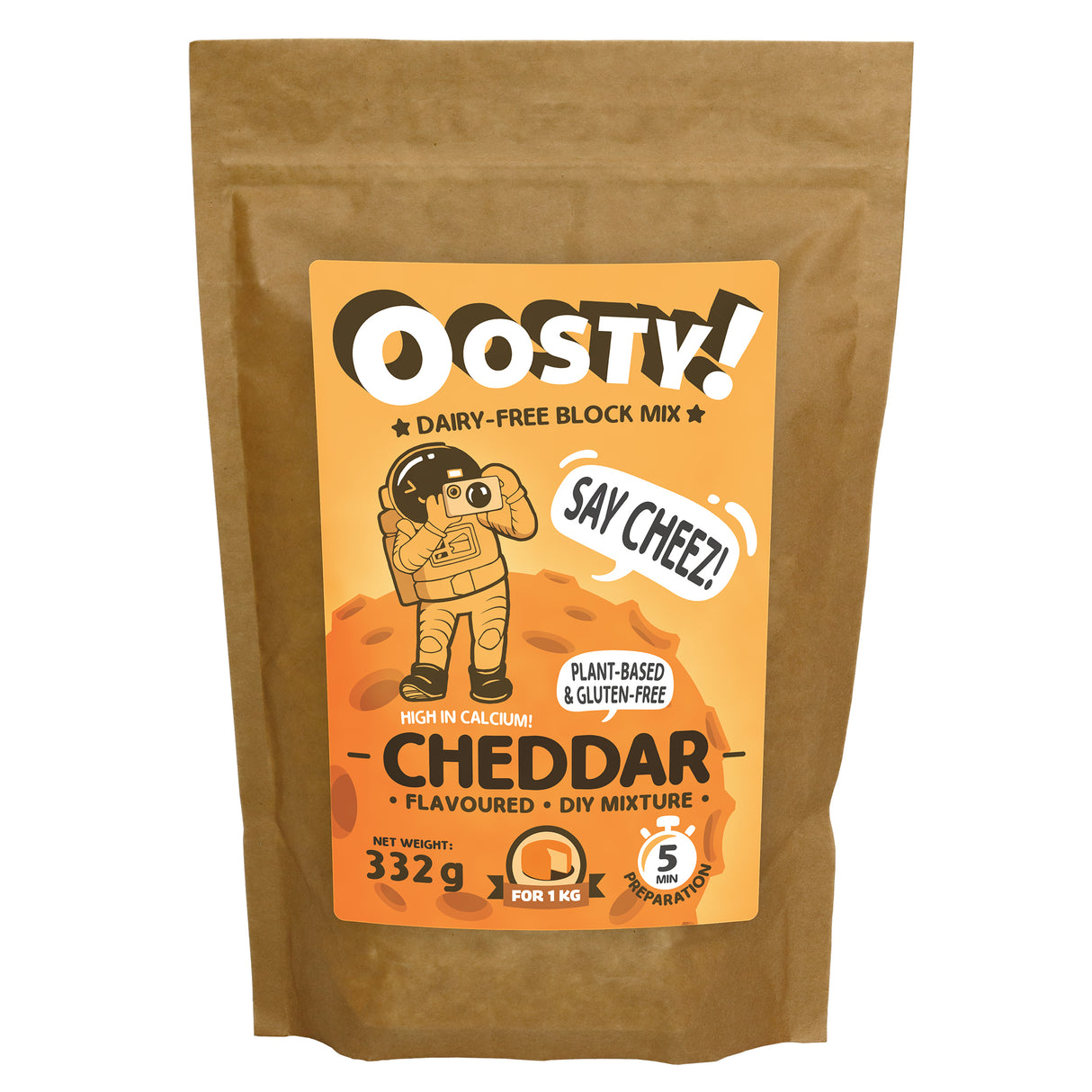 Oosty Cheddar ízű növényi alap mix 332g  (1kg növényi "sajthoz")