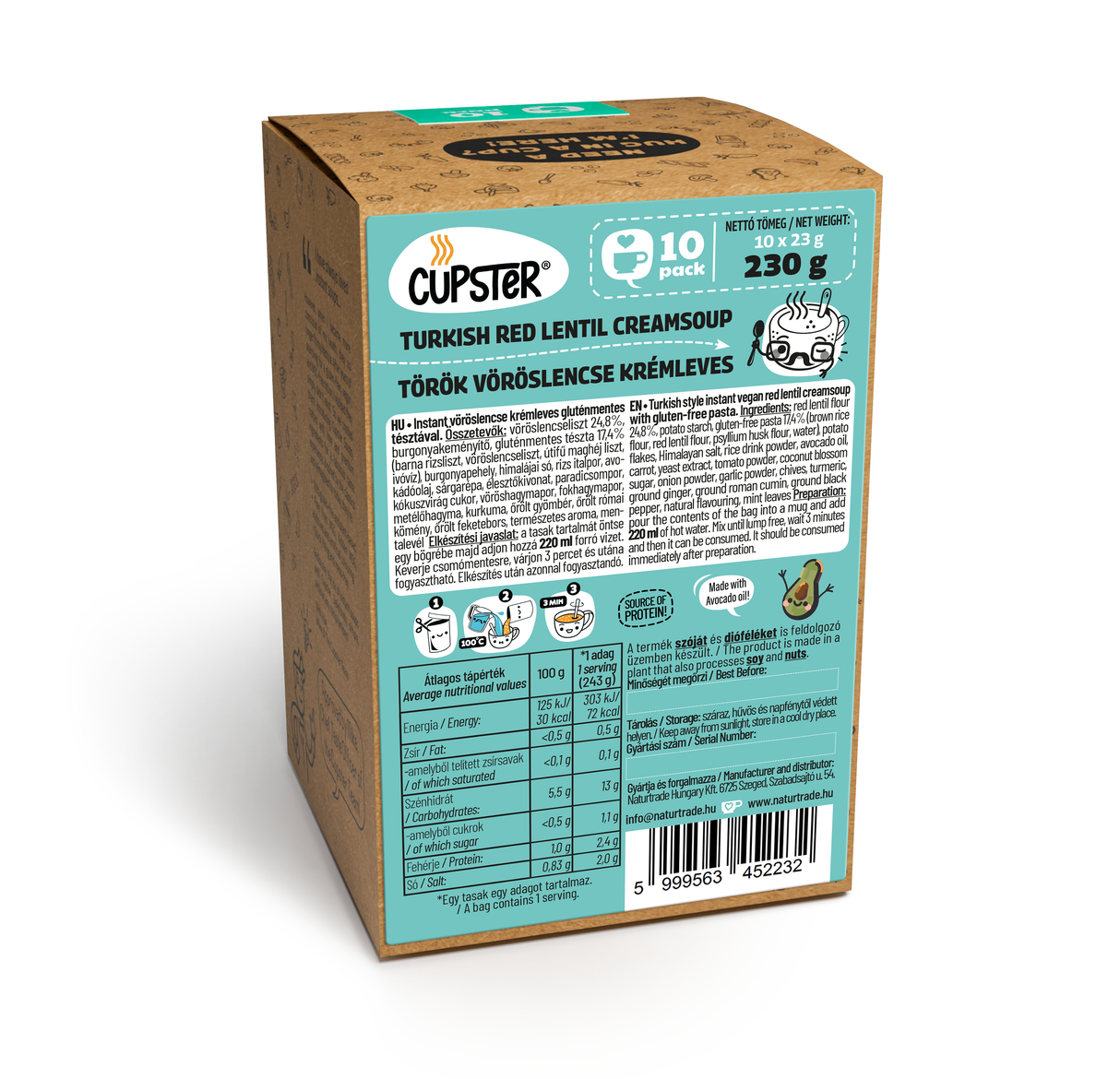 Cupster Instant Török vöröslencse krémleves 10x23g NEW
