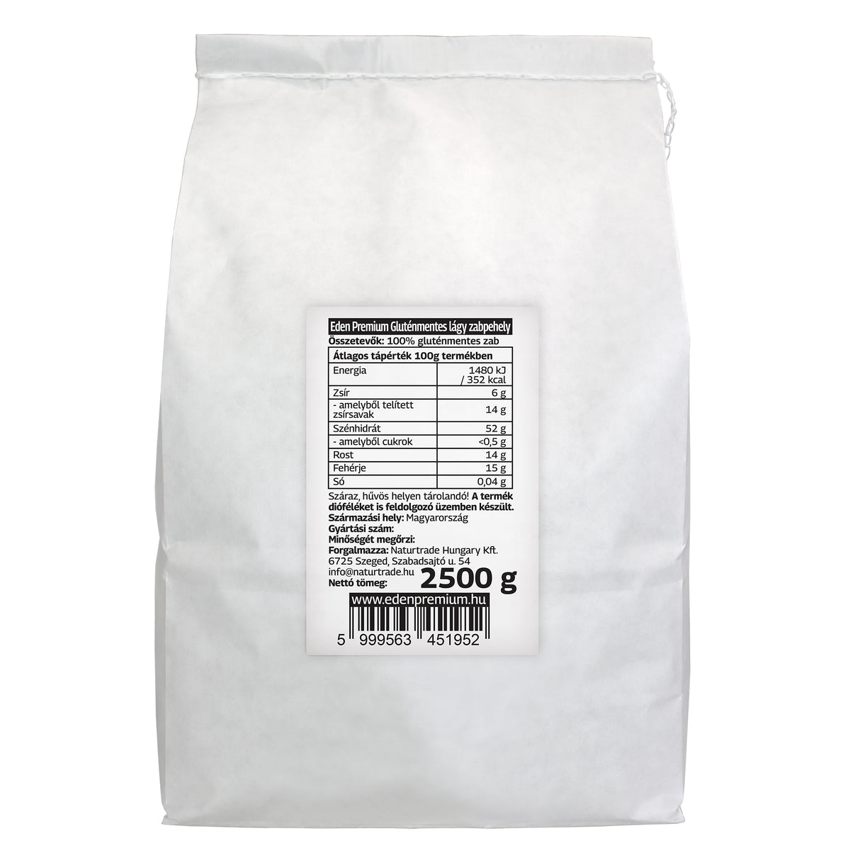 Gluténmentes lágy zabpehely 2500g